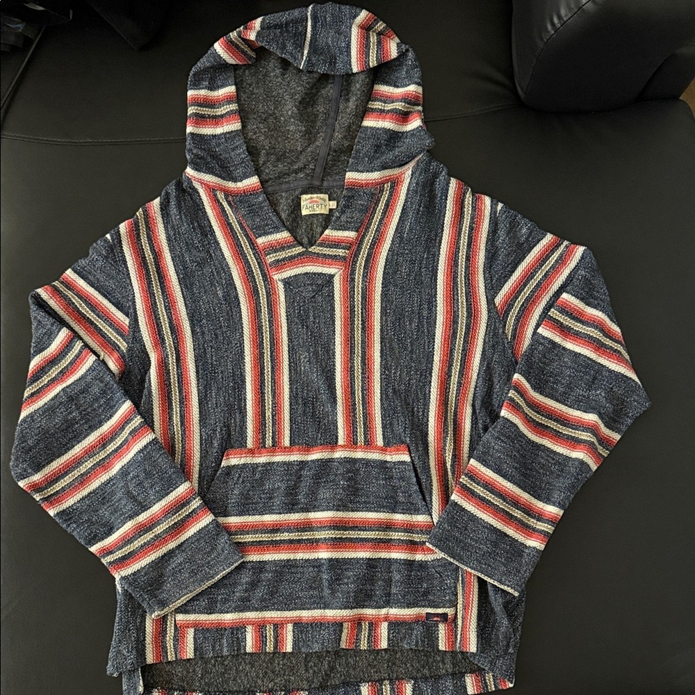 Faherty Multicolor Striped Hooded Sweater Men's Size Large